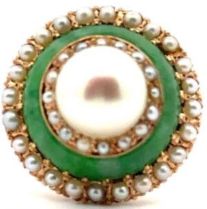 Jadeite Ring with Pearls