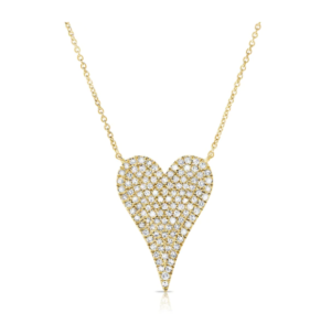 14k Yellow Gold Pave Diamond Heart Necklace