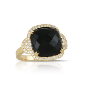 Black Onyx Yellow Gold Ring by Doves