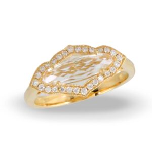 White Topaz Ring in Yellow Gold