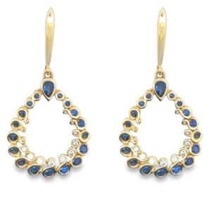 Yellow gold Sapphire Diamond Earrings
