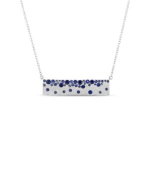 14K Brushed White Gold Sapphire Pendant Necklace